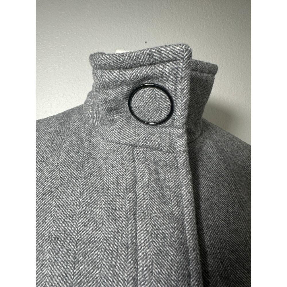 Calvin Klein Women’s XXS Gray Herringbone Wool Blend Coat Zip Snap Mid Length - Picture 2 of 16